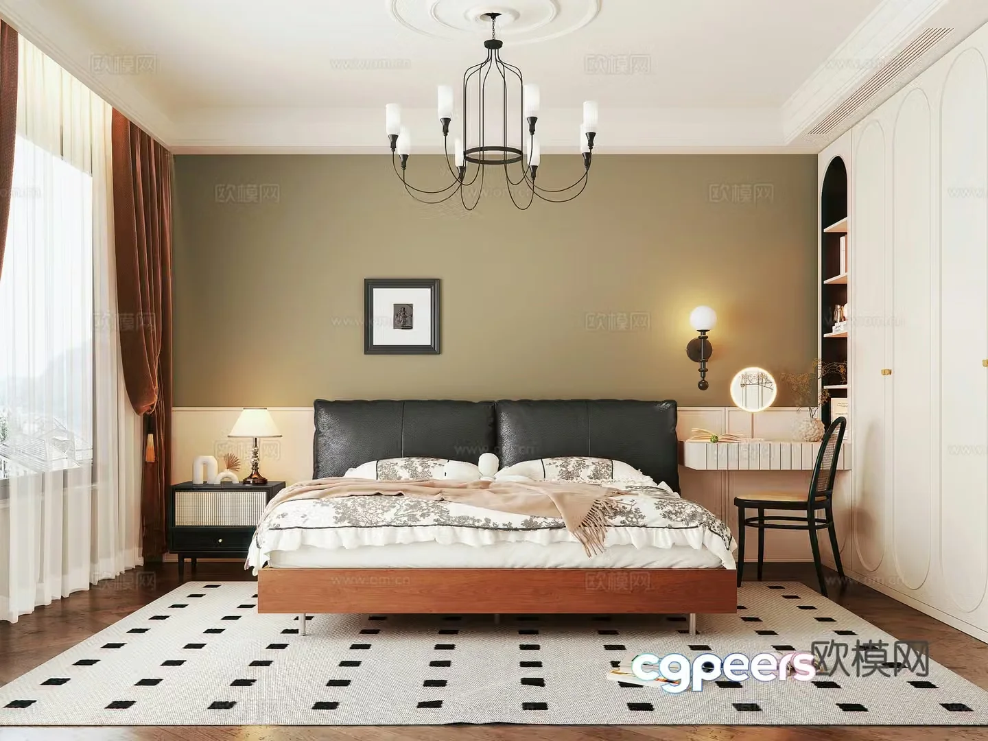 Middle style bedroom master bedroom 3D model