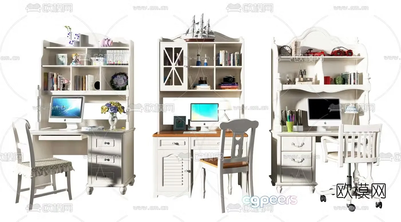 Nordic children’s desk and chair 3d model