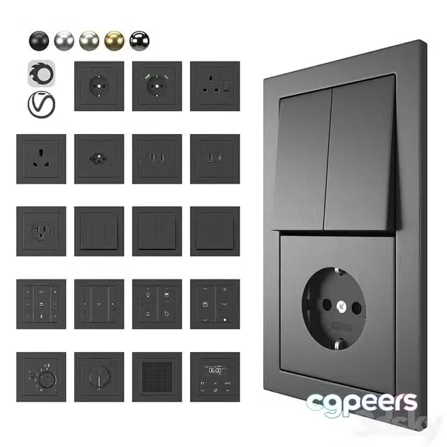 3ds Max Free – Jung LS-Design set Metal