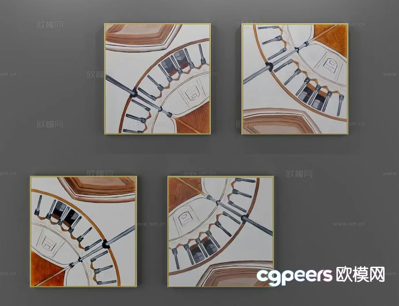 Modern decorative painting abstract painting 3d model
