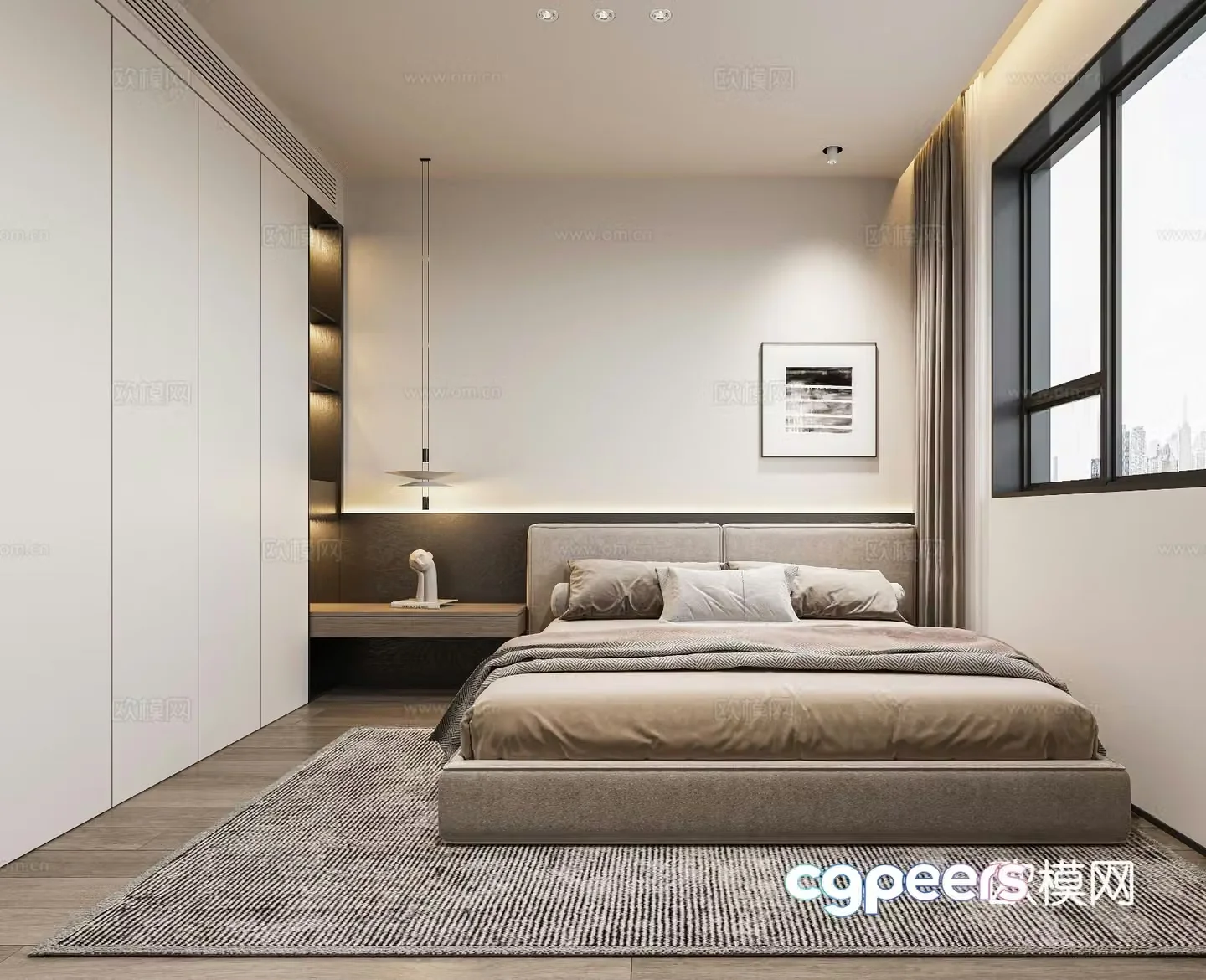 Modern minimalist bedroom second bedroom 3D model