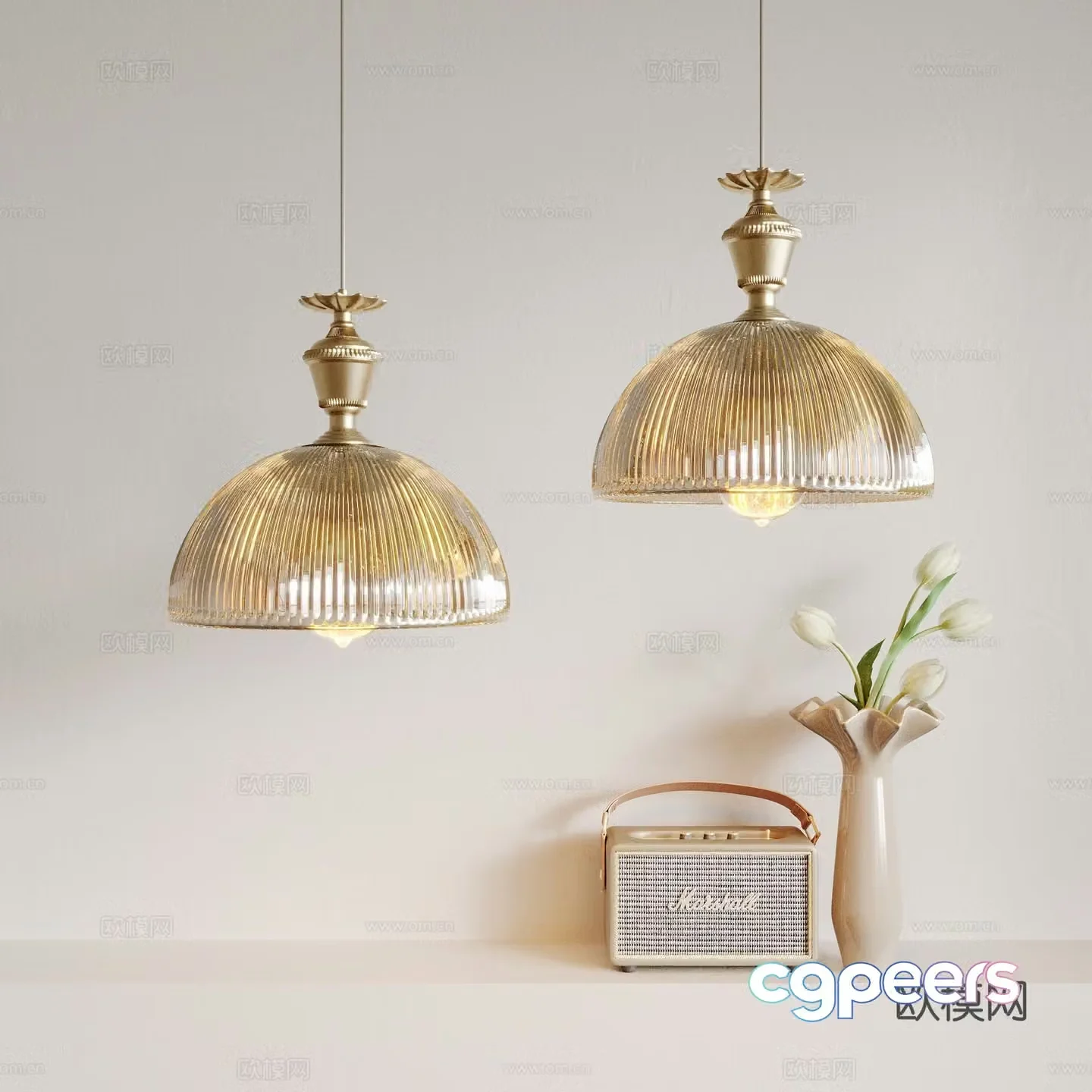 French Creamy Chandelier 3d Model