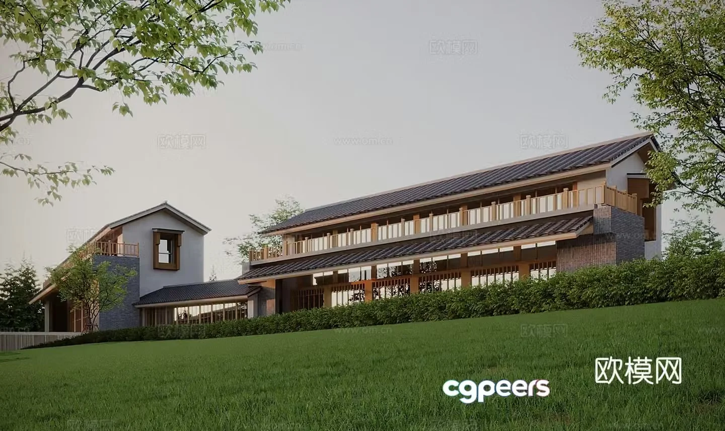 New Chinese style commercial building 3d model