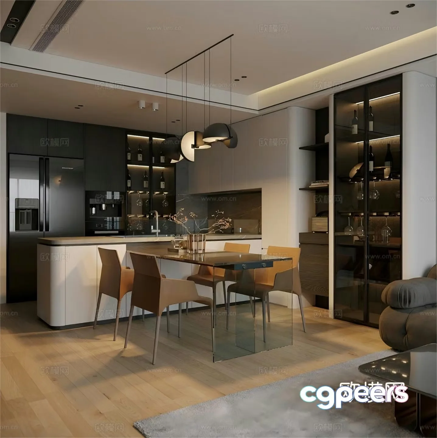Premium gray living room 3d model