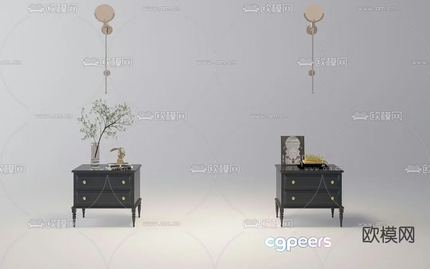 American bedside table 3d model