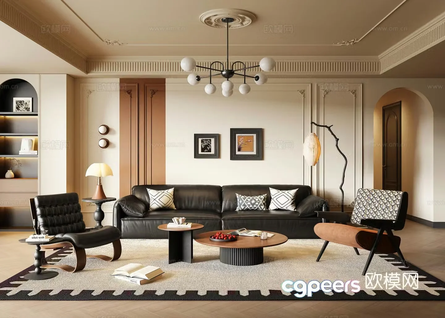 French medieval style living room 3d model