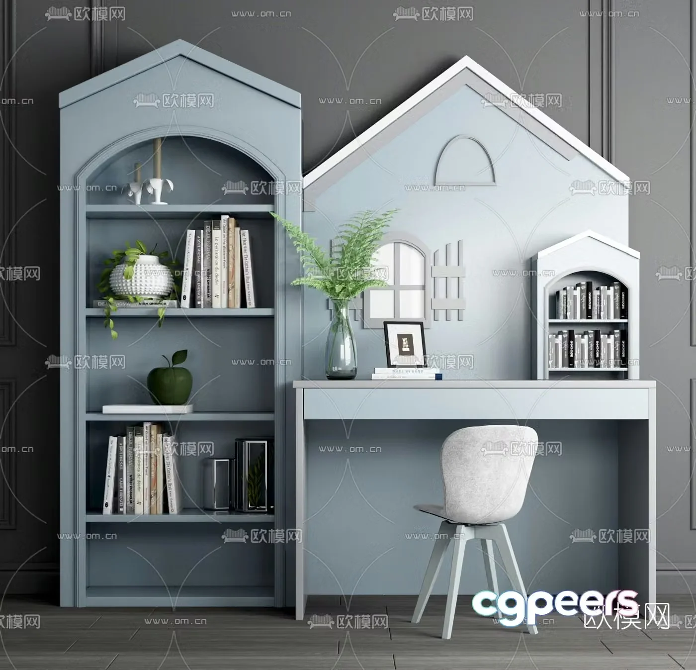 Nordic children’s desk and chair 3d model