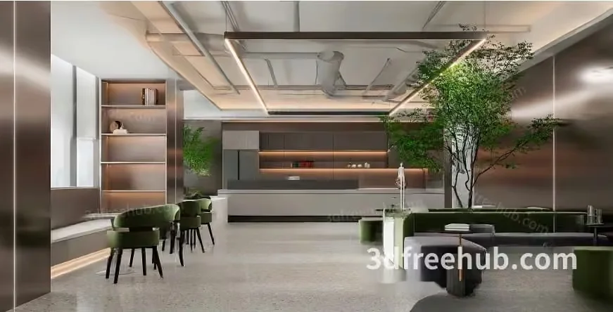 Modern Office Space 3D Model – 21308 – VRAY Render