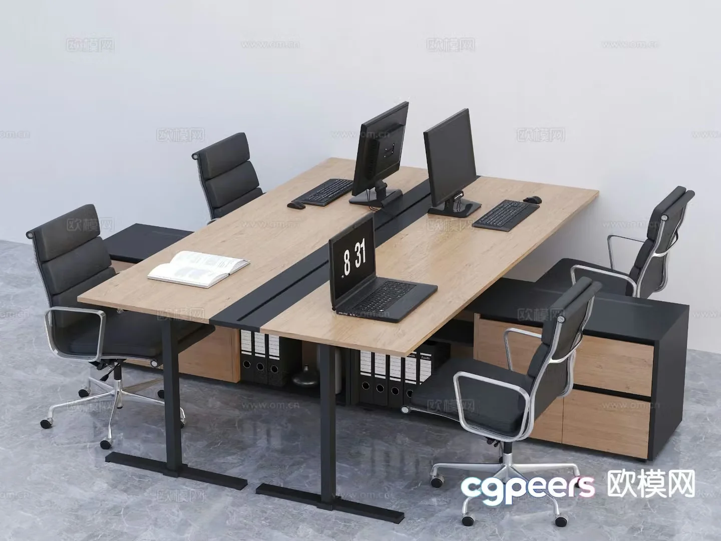 Card space desk writing desk staff desk 3d model