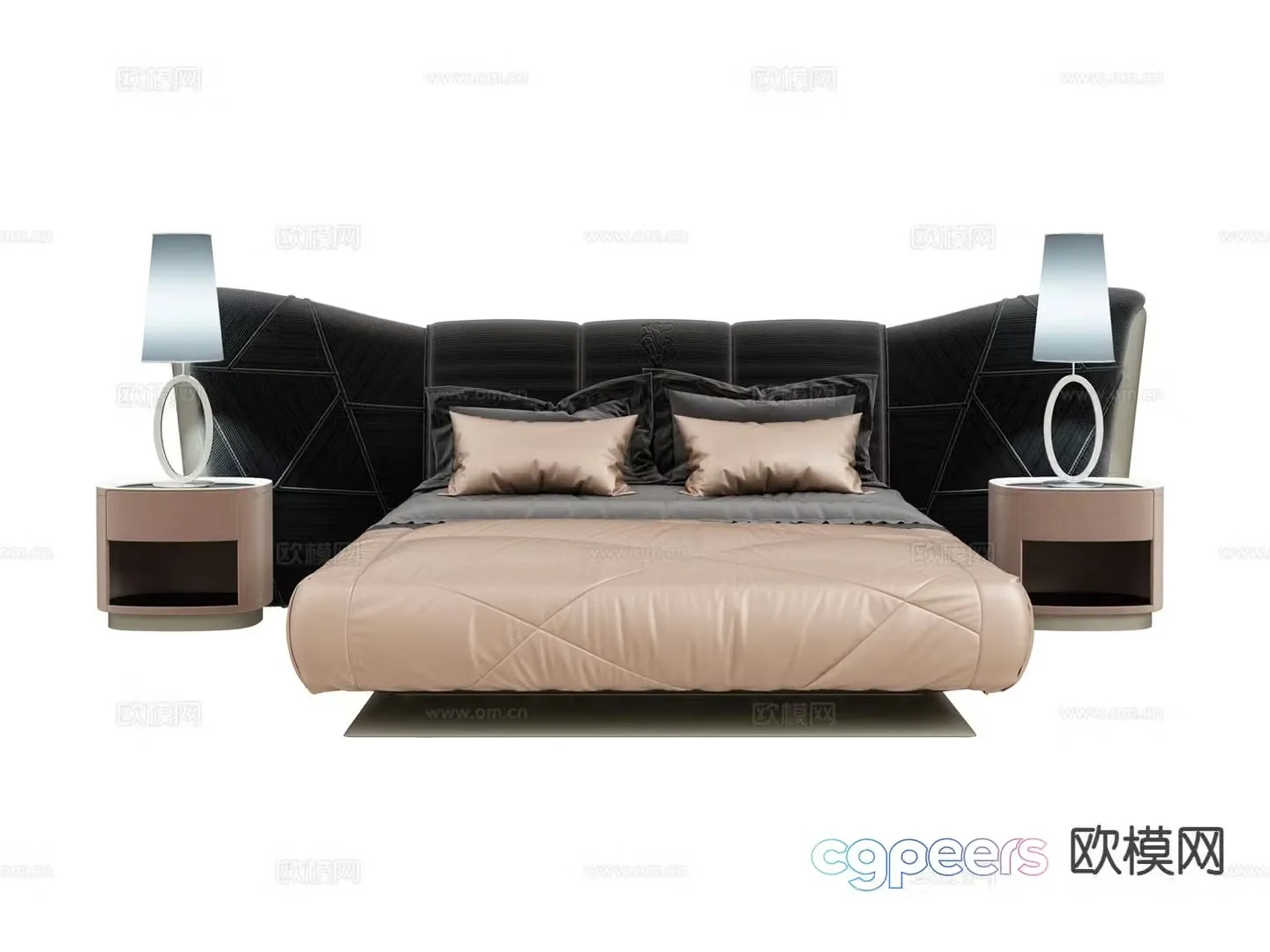visionnaire light luxury double bed 3d model