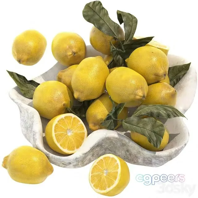 3ds Max Free – bowl of yellow lemons