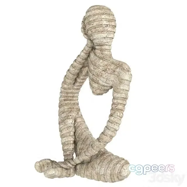 3ds Max Free – Ethnic statuette of a woman from travertine