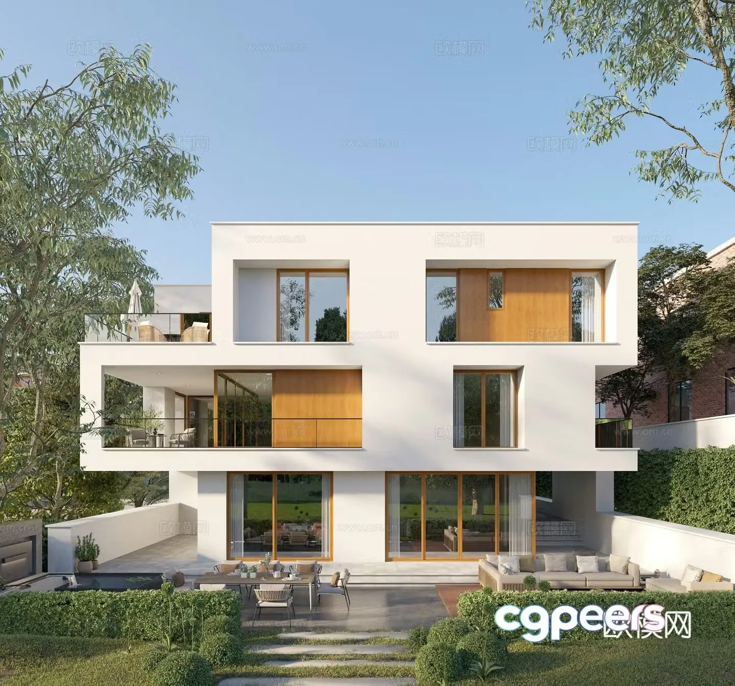 Modern villa building appearance Modern three -story villa building appearance 3D model