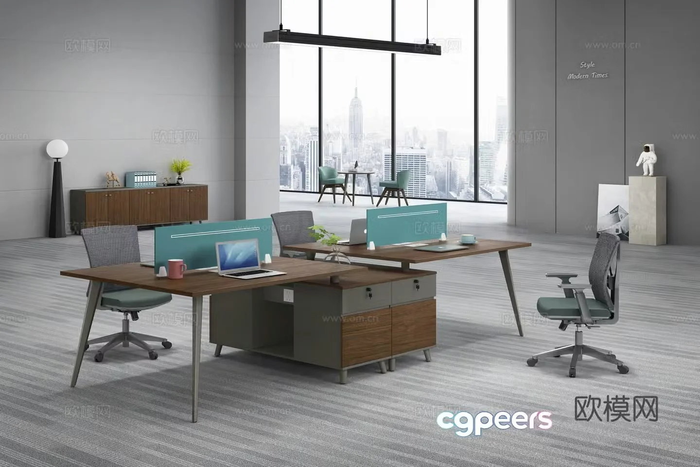 Working equipment office space office office area staff desk and chair 3d model