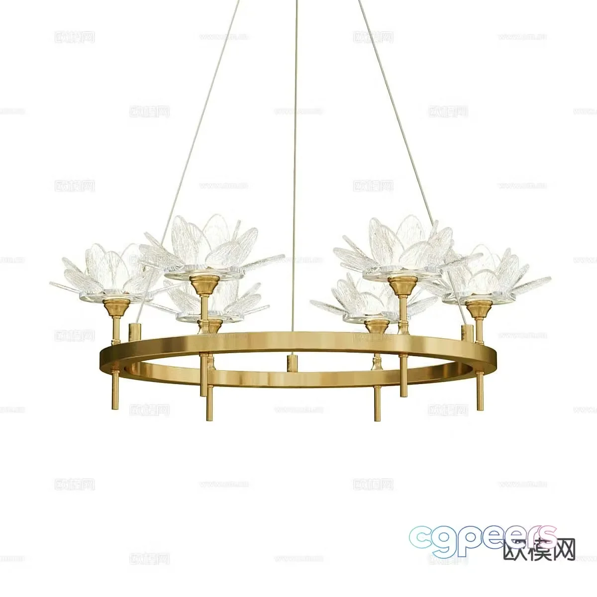 Light luxury chandelier flower chandelier 3d model