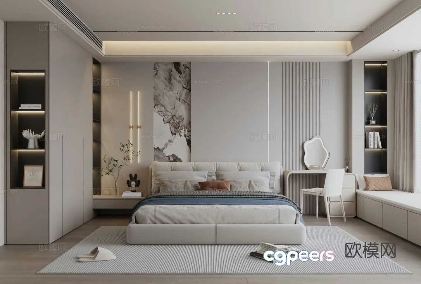 Modern minimalist home bedroom master bedroom 3d model