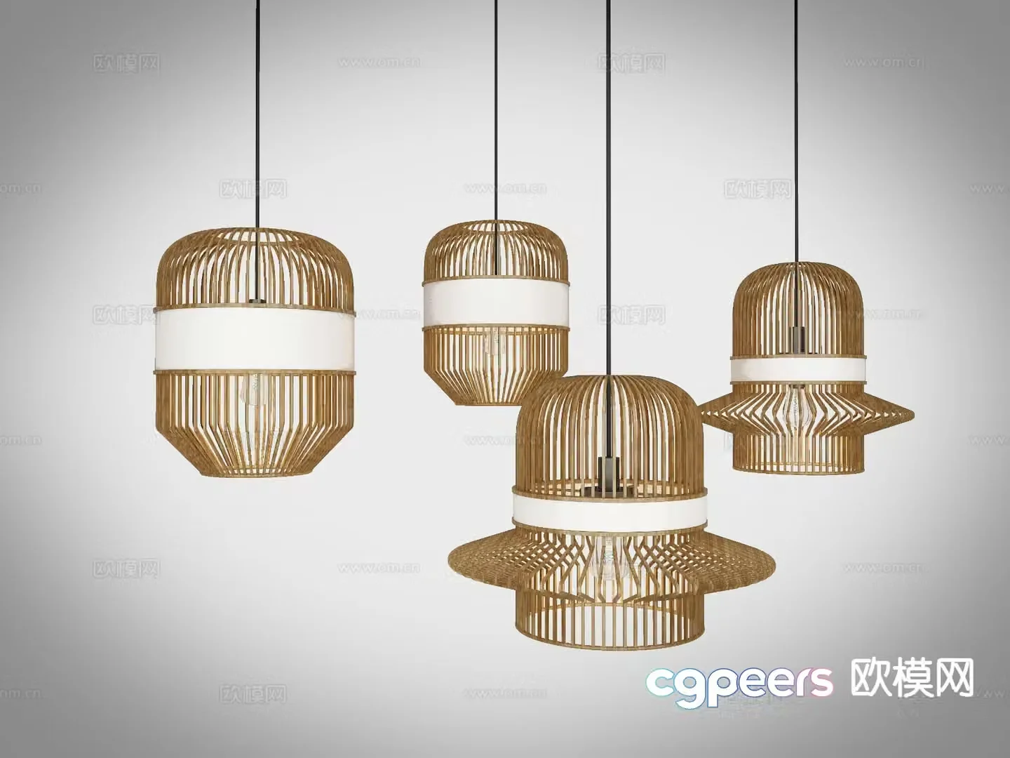 New Chinese style chandelier bamboo chandelier 3d model