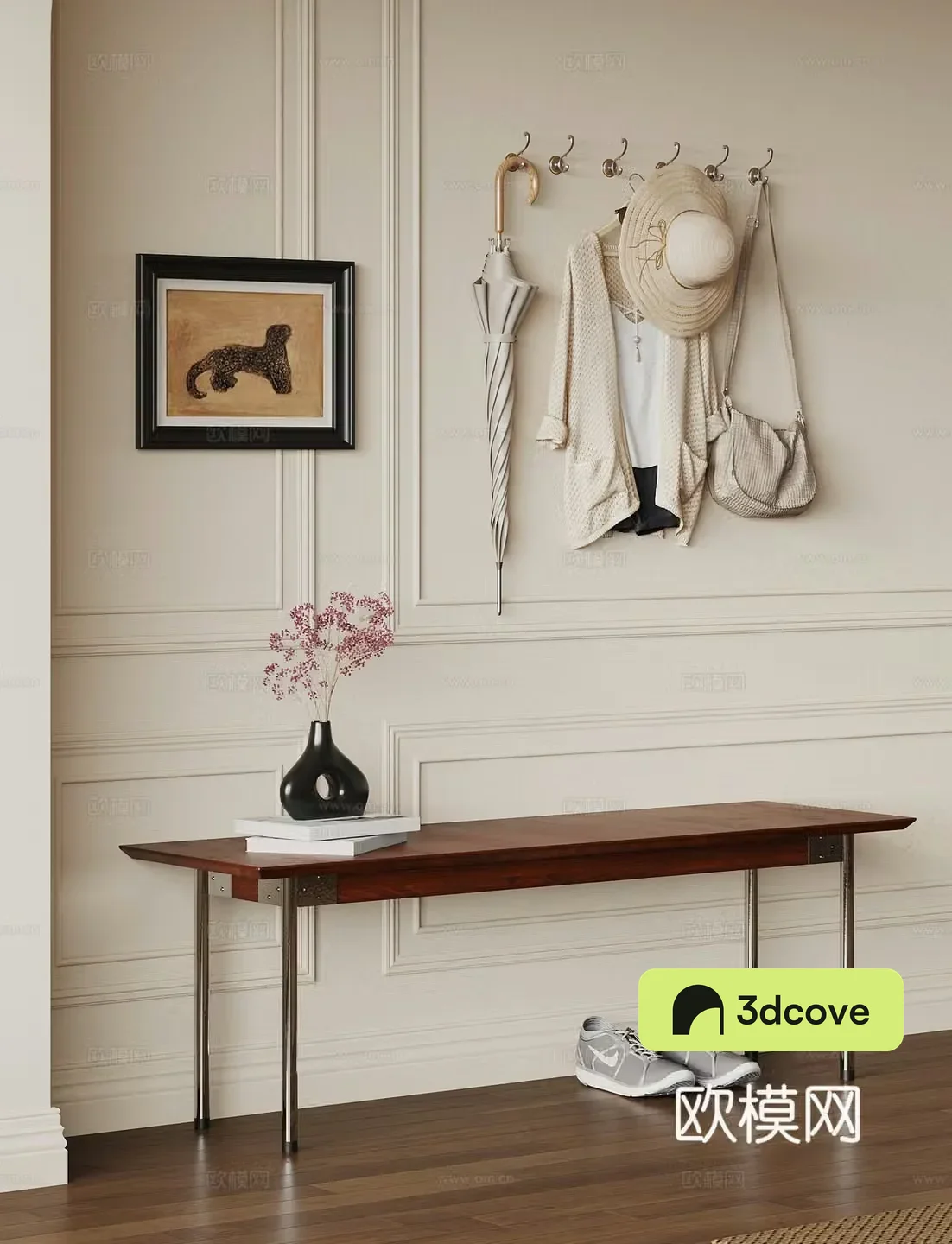 Middle-aged style coat hook shoes change 3D model