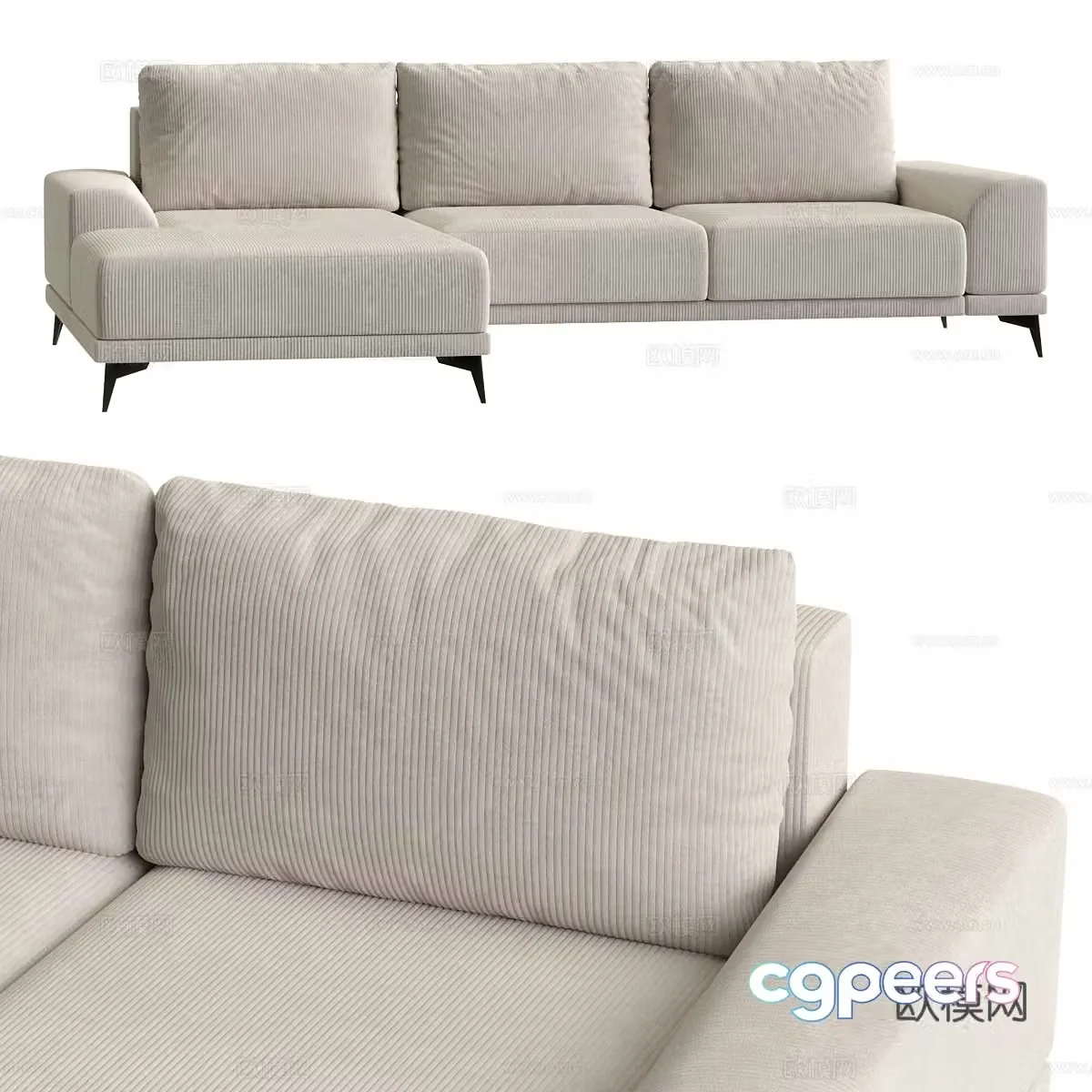 Modern multi-seater sofa corner sofa 3d model