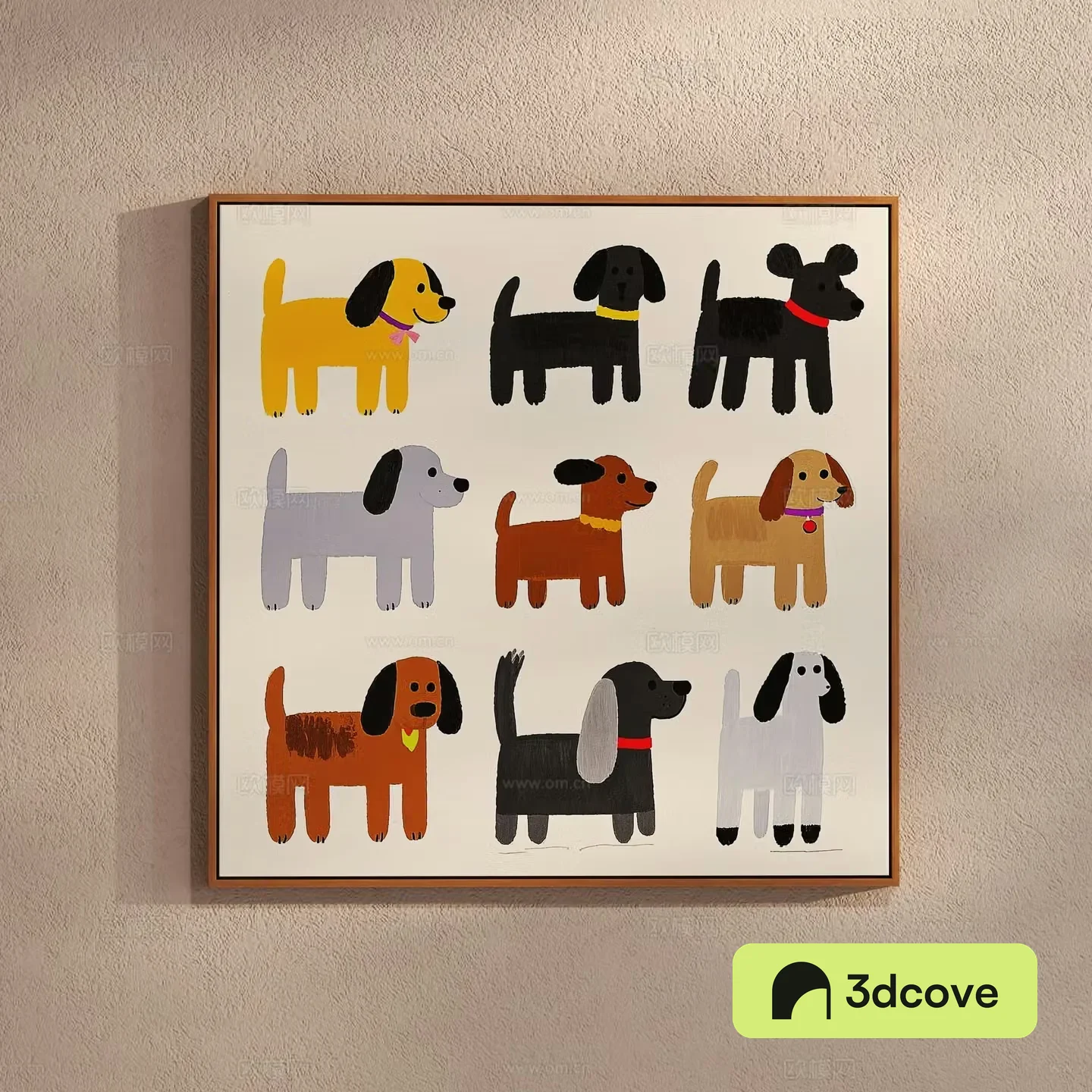 Creamy puppy painting children’s hanging painting