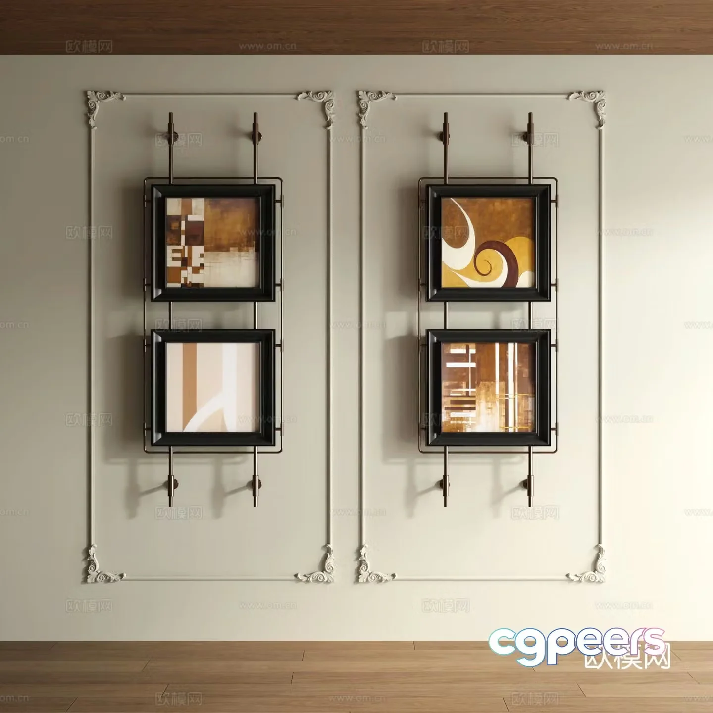 Modern abstract painting decorative painting 3d model