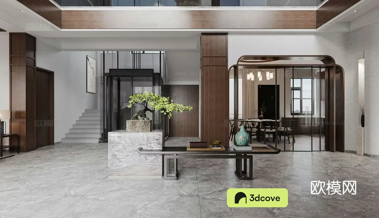New Chinese style light luxury living restaurant tea room