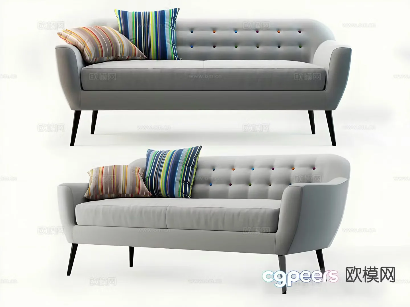 Double sofa fabric sofa 3d model