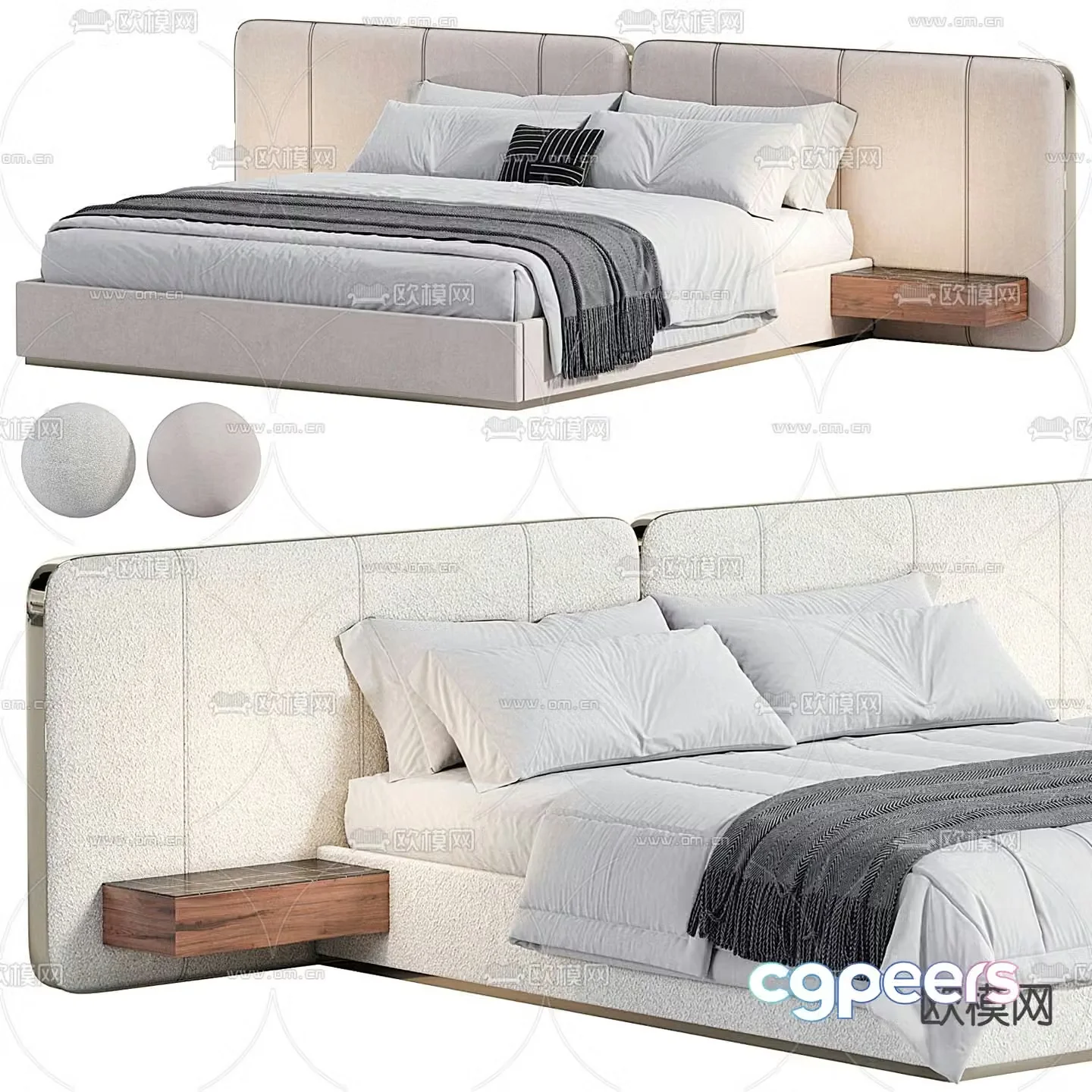 Pertica modern double bed 3d model