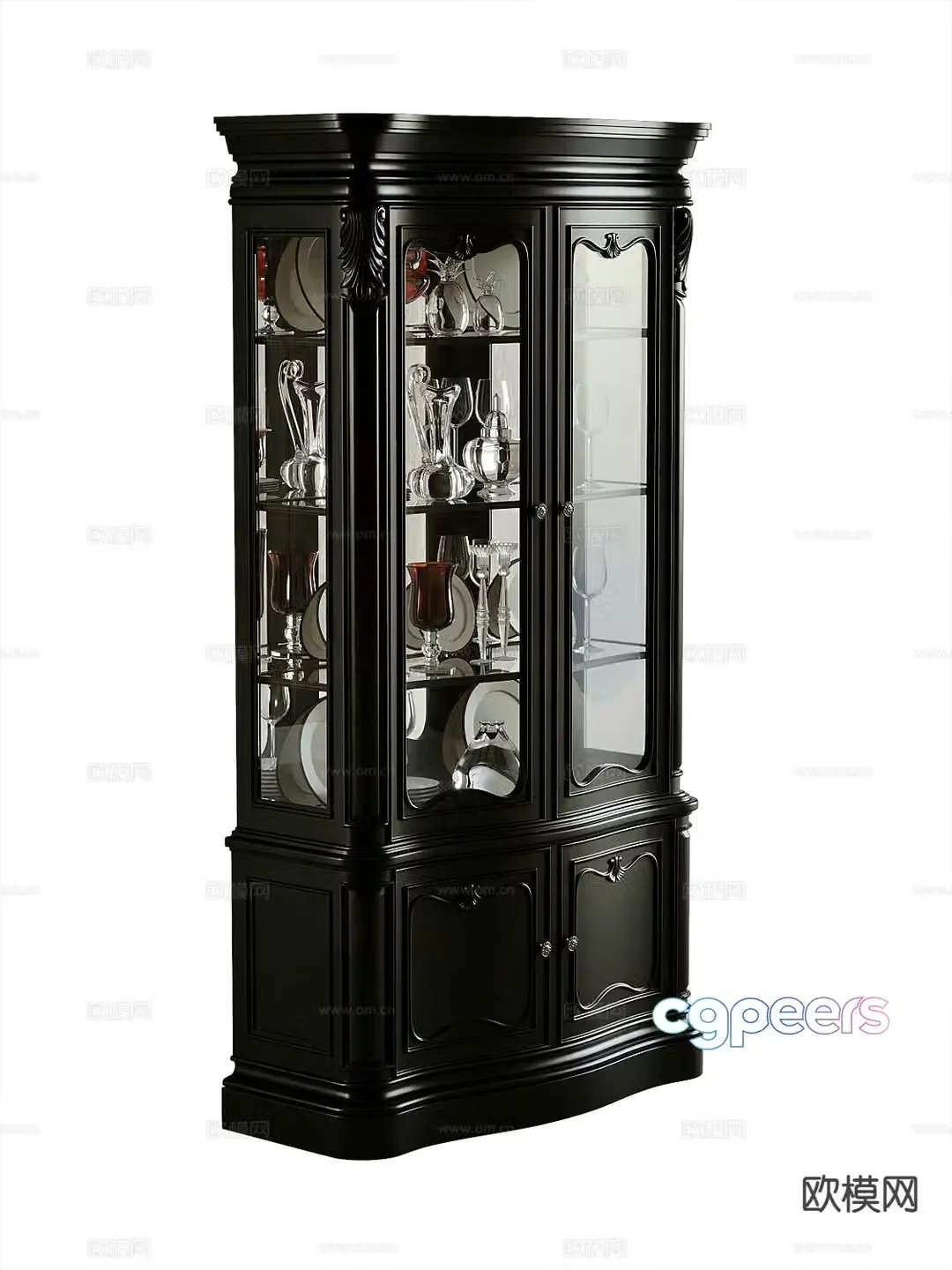 American wine cabinet glass wine cabinet 3d model