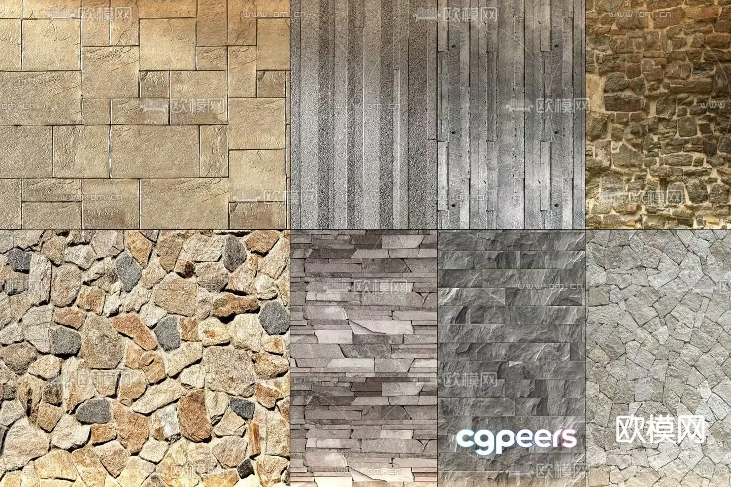 Cultural stone wall brick wall stone wall 3d model