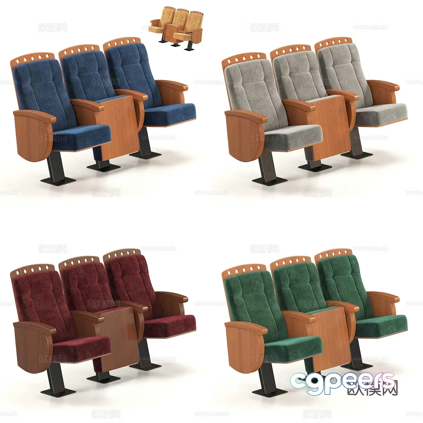 Public chair public chair row seat three person seat 3d model