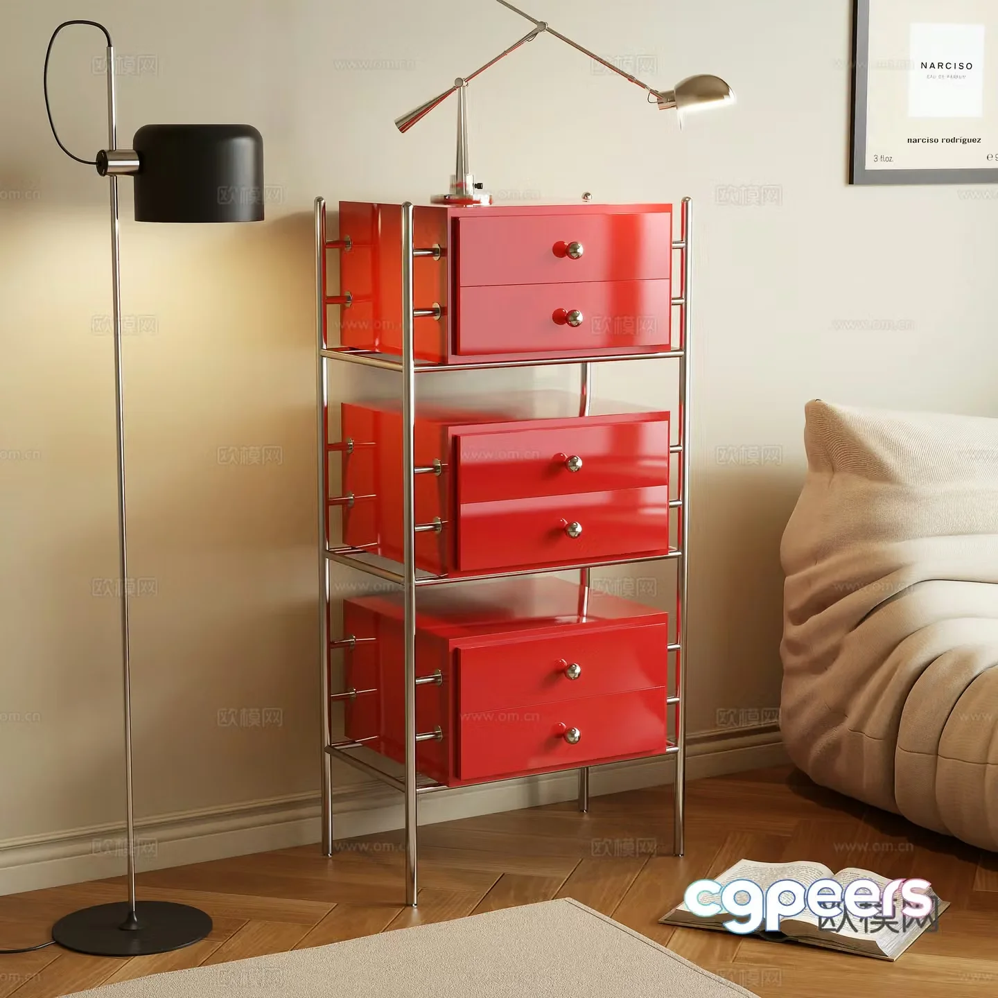 Modern storage cabinet side cabinet 3d model