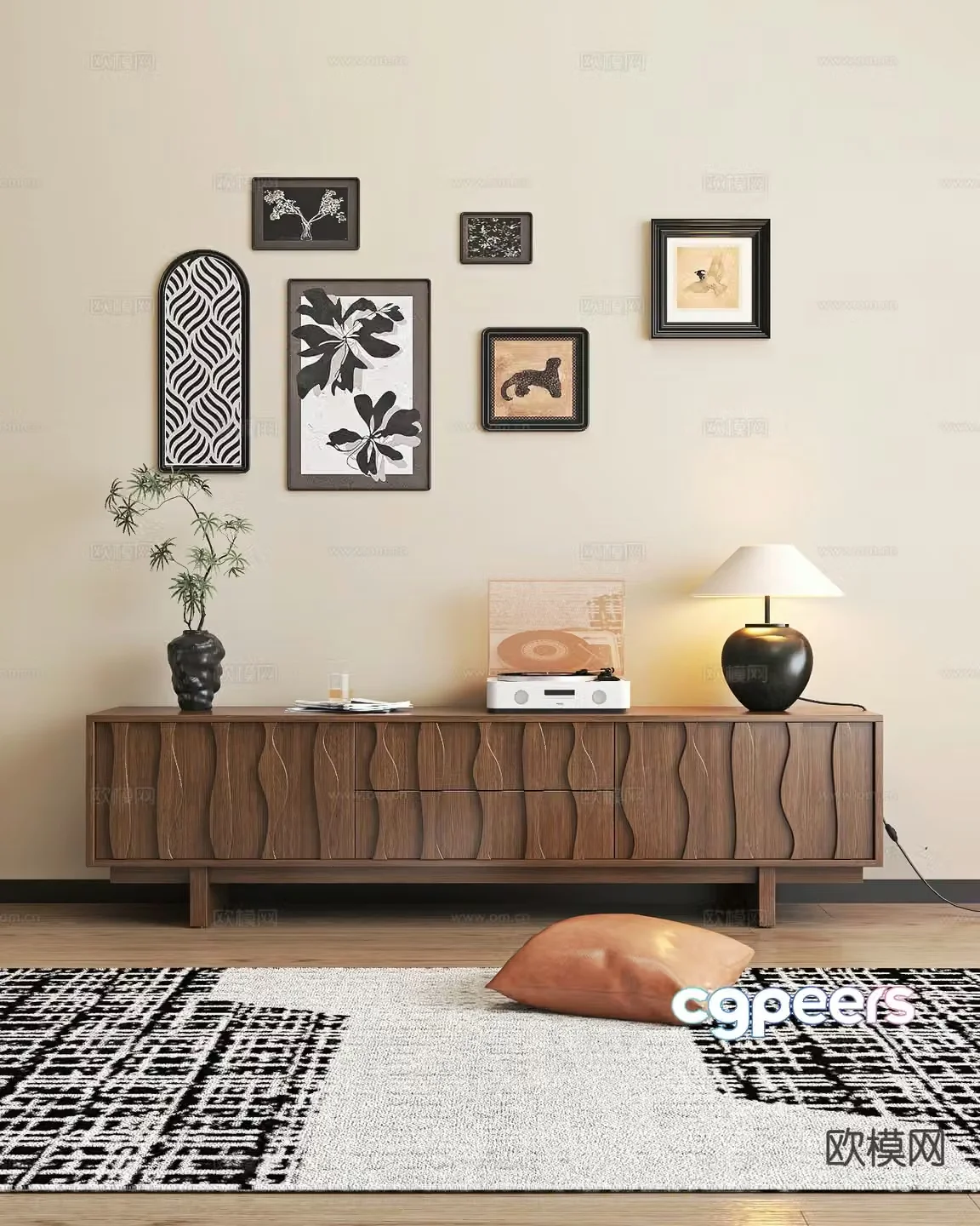 Medieval style TV cabinet 3D model