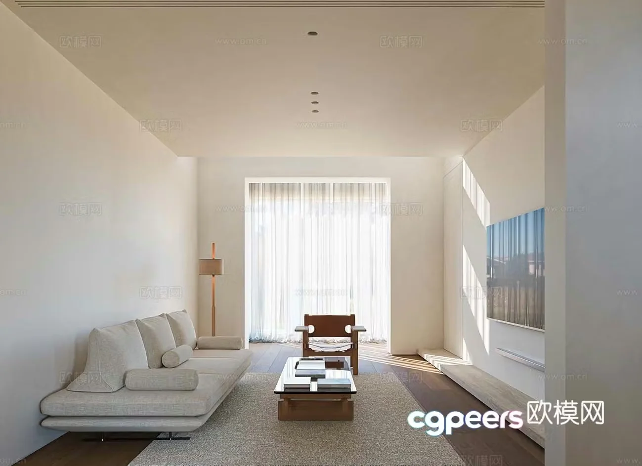 Cream style living room 3d model