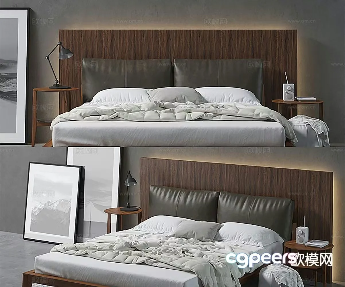 Modern double bed 3d model