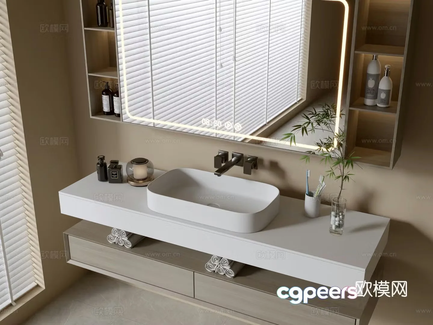 Modern bathroom cabinet bathroom basin bathroom ornaments mirror cabinet sink 3d model