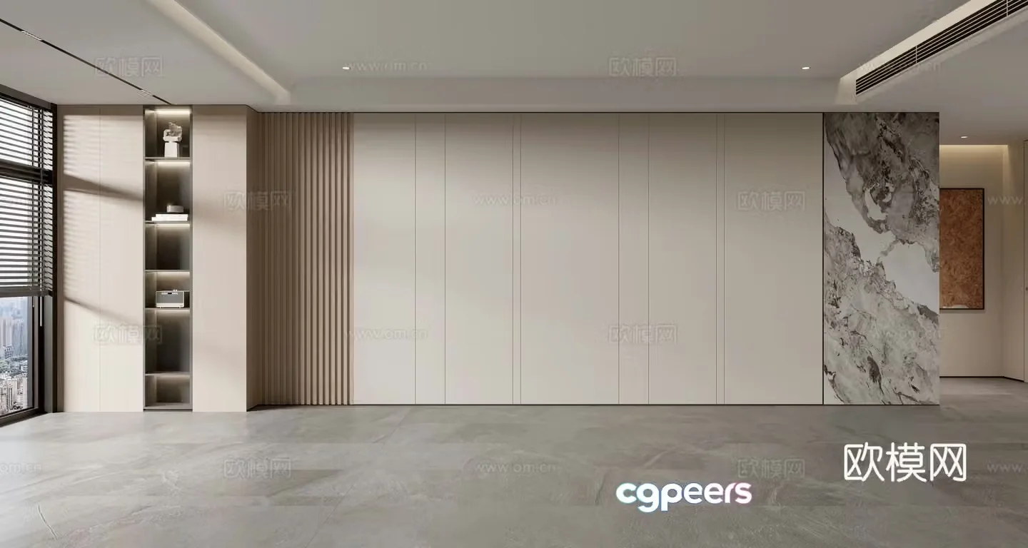 Modern sofa background wall 3d model