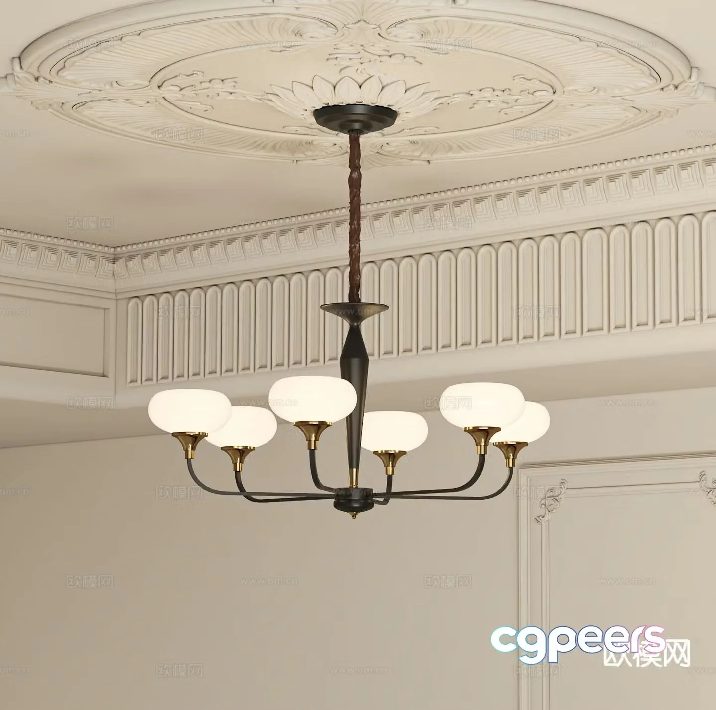 French multi-head chandelier retro chandelier 3d model