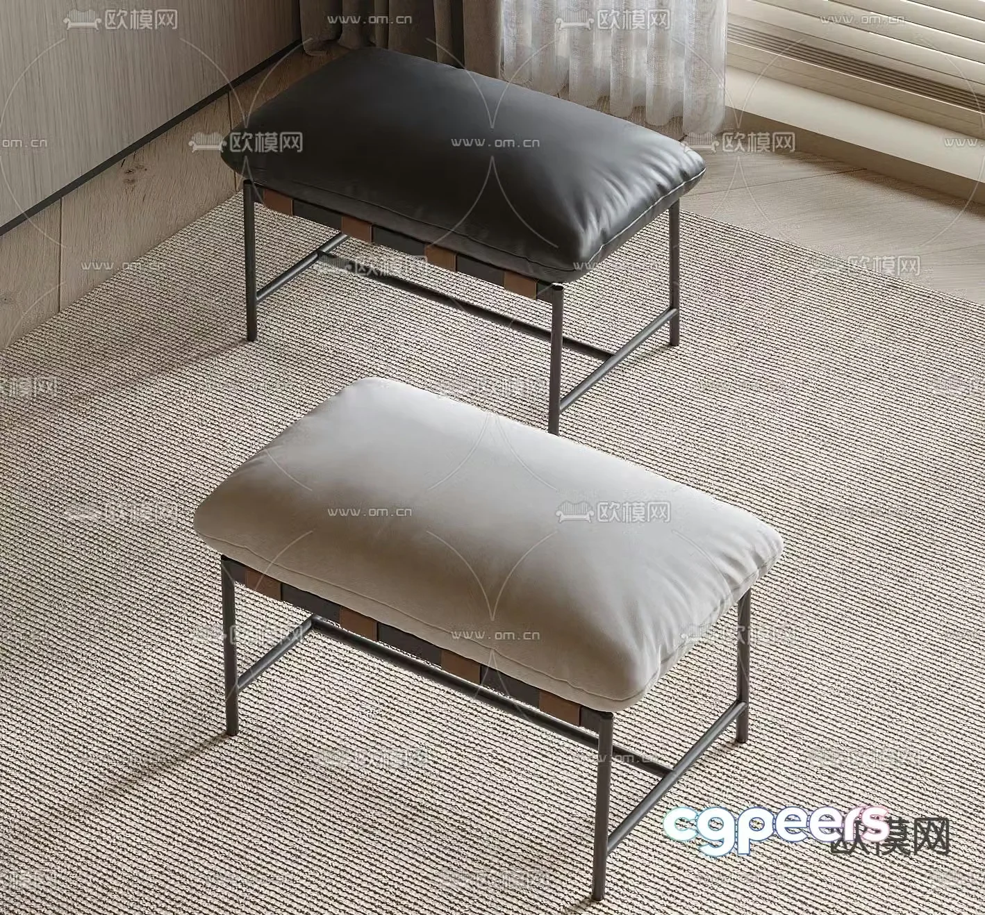 Modern stool shoe changing stool 3d model