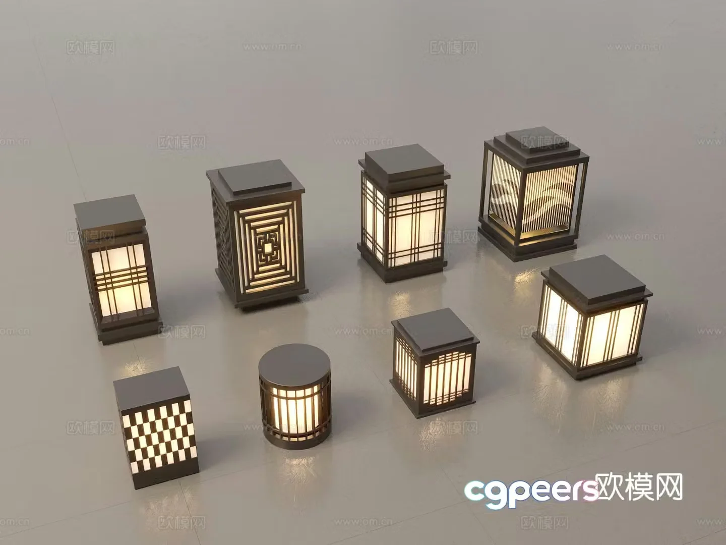 New Chinese-style landscape lights lawn lights garden lights outdoor lights 3D model