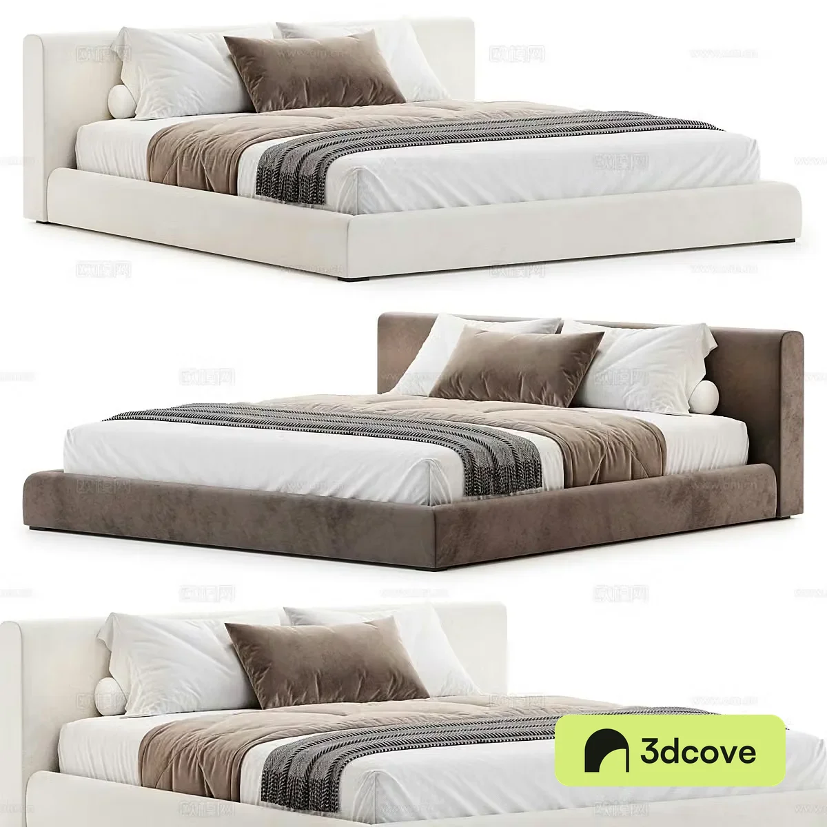 Modern Italian CHIARO fabric double bed