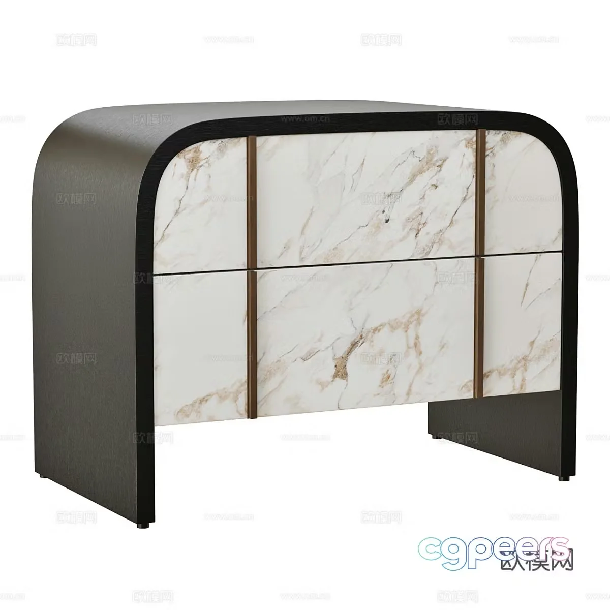 New Chinese style light luxury MOIRA bedside table 3D model