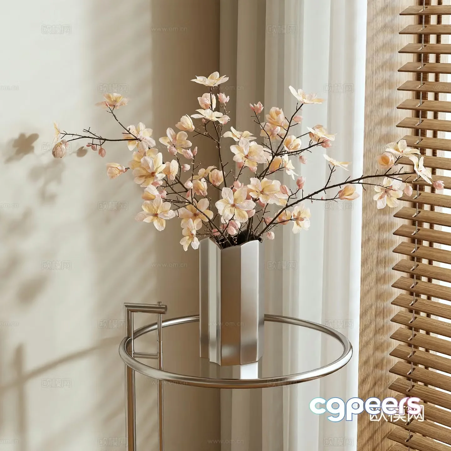 Modern flower arrangement vase floral 3d model