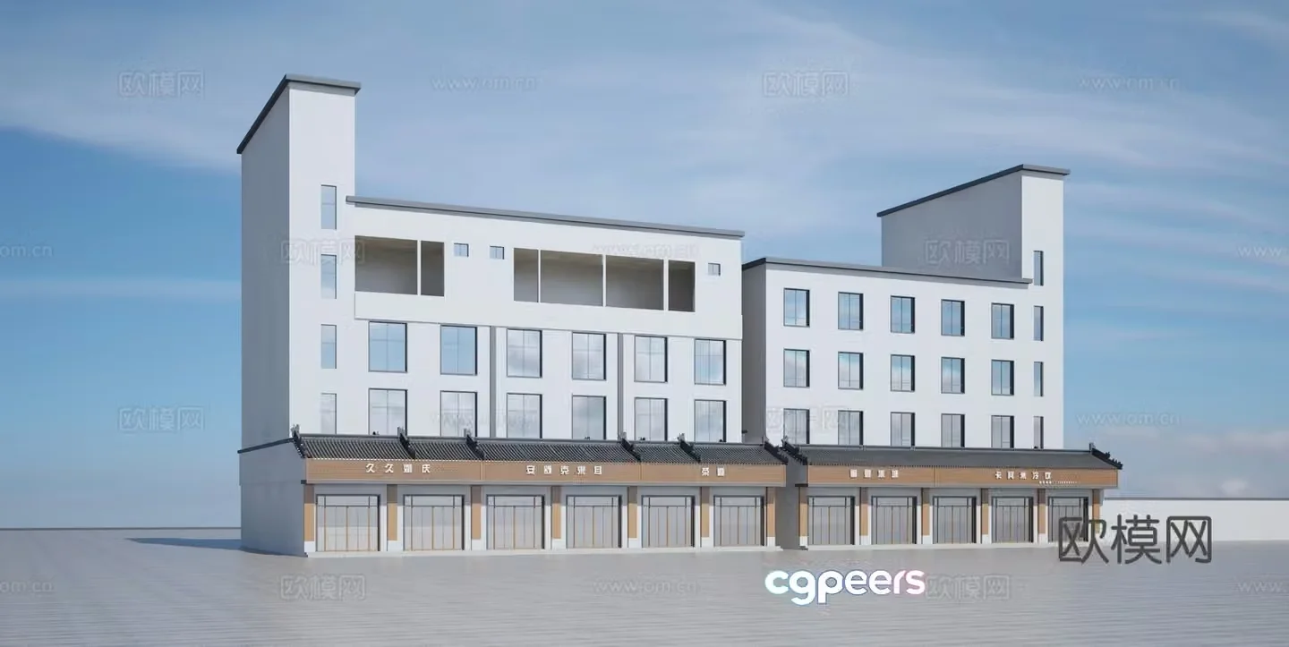 Commercial and residential building exterior 3D model