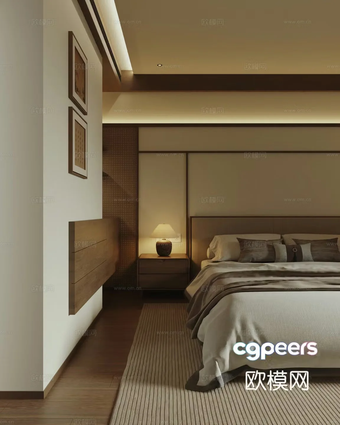 New Chinese Song style bedroom 3D model