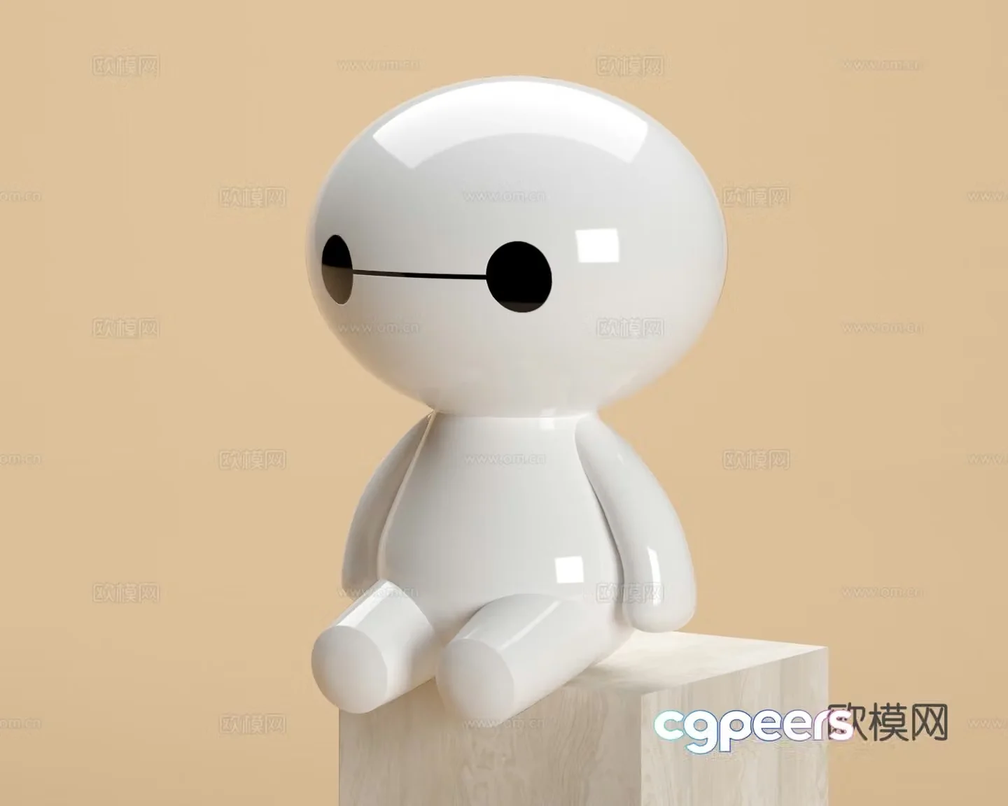 Super Marines Q version Baymax figure trendy 3D model