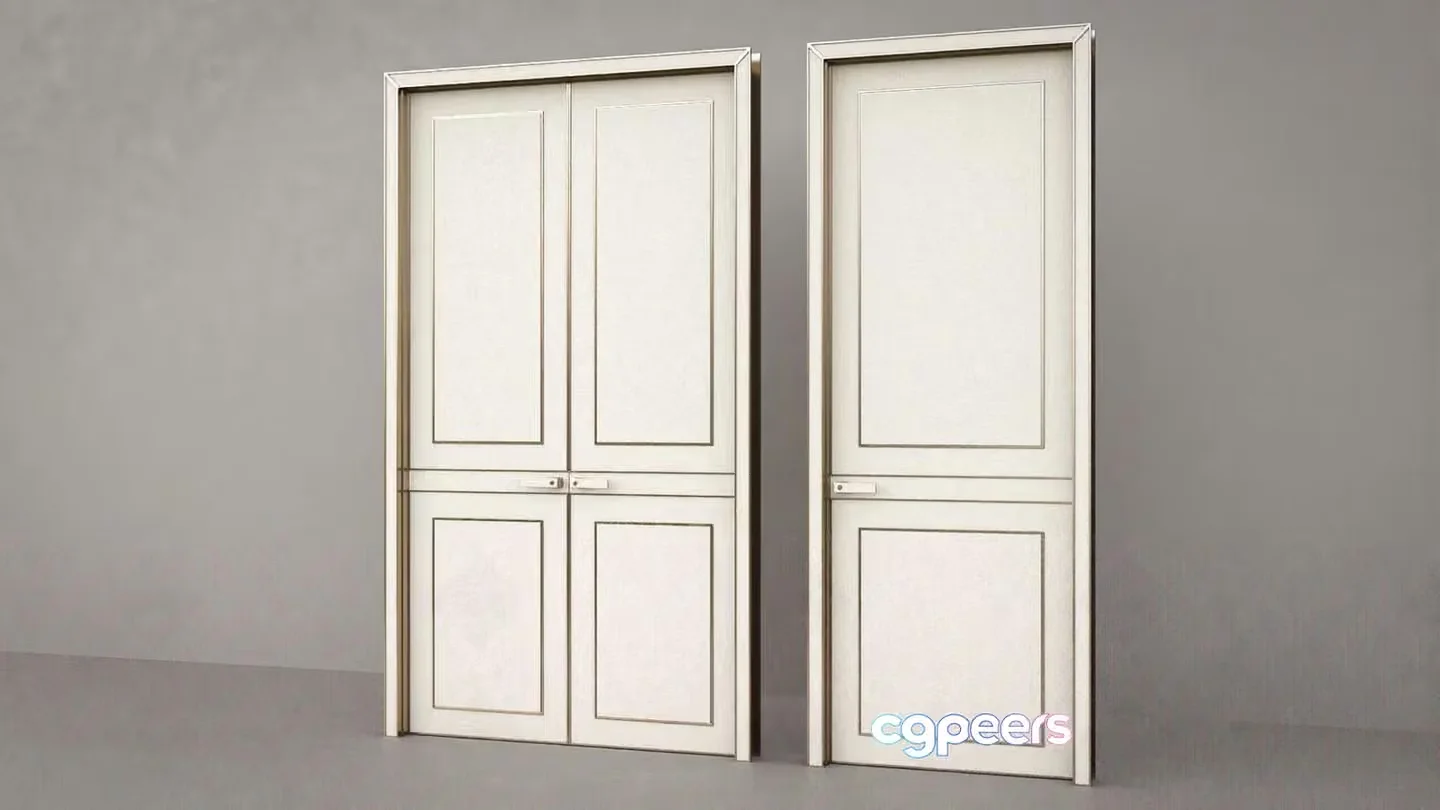 Two White Doors 3D Model – 1328 – VRAY Render
