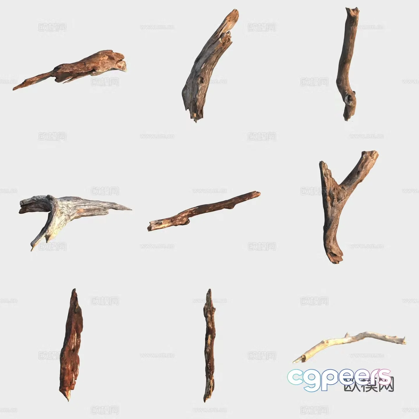 Trunk branch stump dead wood 3d model