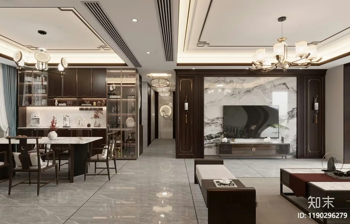 Modern Living Room 3D Model – 505 – VRAY Render