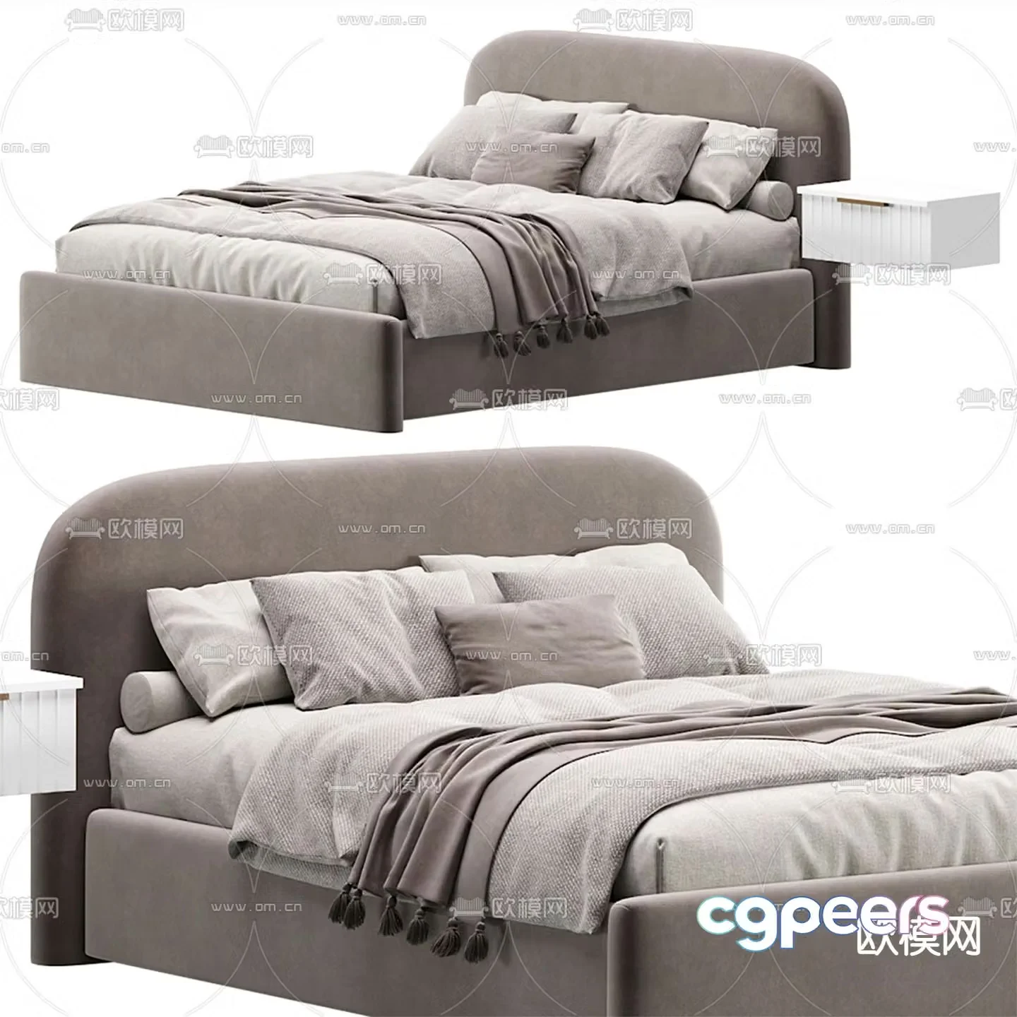 Fabric double bed commercial bed 3d model